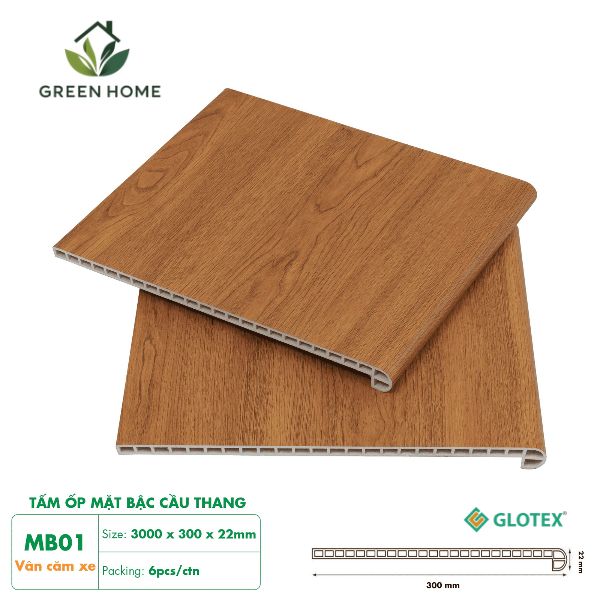 Mặt Bậc Cầu Thang Nhựa Giả Gỗ Glotex MB01