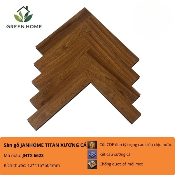 sàn gỗ JanHome Titan xương cá JHTX 6623