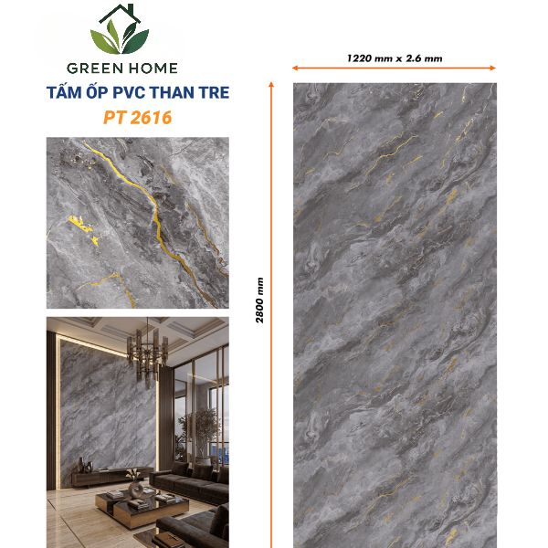 Tấm Ốp PVC Than Tre Hobi PT2616